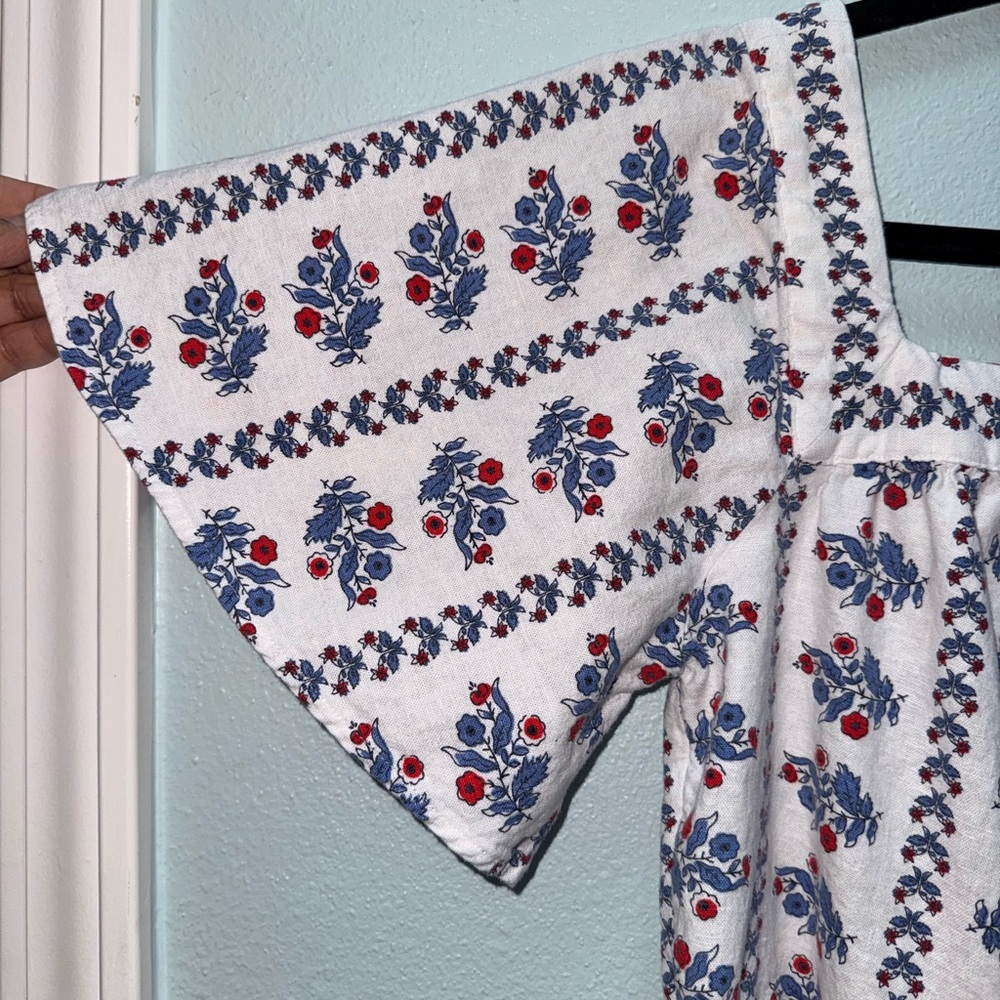 LOFT Blue and Red Floral Midi Dress - Size M - Picture 2 of 6